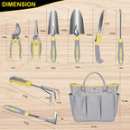 Carsolt 10Pcs Heavy Duty Stainless Steel Garden Hand Tools Set for Planting