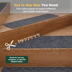 MBIGM 8" X 30" (15 in Pack) Non-Slip Carpet Stair Treads Non-Skid Safety Rug Slip Resistant Indoor Runner for Kids Elders & Pets with Reusable Adhesive - Gray - Carpet Pads for Stairs