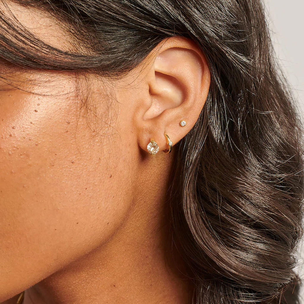 NEOSHOW Tiny Huggie hoop Earrings for Women (Clear)