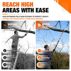 LAANPOLE 26FT Reach Tree Trimmer, Manual Pole Saw with 5-20FT Extension Pole, Tree Pruner Extendable for High Tree Branch Trimming Pruning Cutting