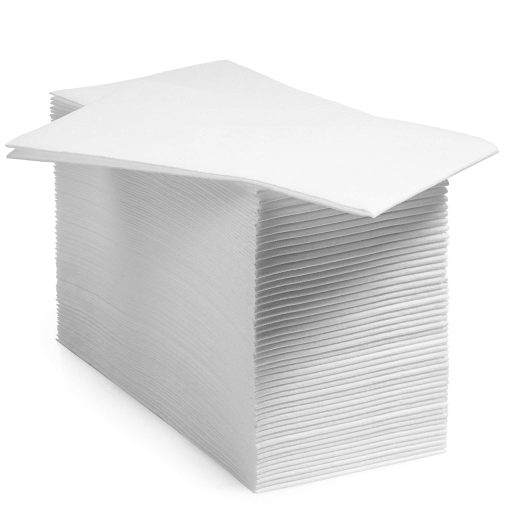 50-Pack BloominGoods Disposable Bathroom Napkins | 12" x 17" Single-Use Classic Lite Linen-Feel Guest Towels, Made in USA | Cloth-Like Hand Towels, White