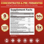 Triple-Strength Urolithin A+ Complex for Cellular Health, Function & Well-Being | Concentrated Pre-Fermented Urolithin A+ Plus Wormwood, Psyllium Husk & DGL for Gut Support–Plant Based, GMP, 120 Count