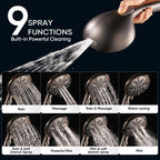 Cobbe 9-Function Shower Head with Built-in Power Spray, 1.8 GPM Water Saving ON/OFF Toggle Switch, High Pressure Handheld Showerhead with 1-Click Pause Button, Brass Bracket & 6ft Hose, ORB