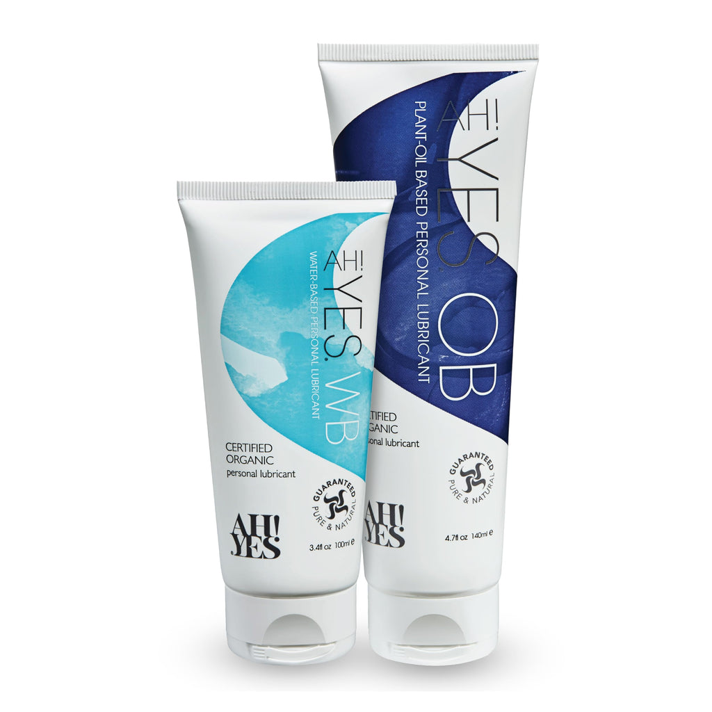 AH! YES® Double Glide Lubricant Bundle | Water-Based & Plant Oil-Based Lubricants | Certified Organic, Long-Lasting & Hydrating | Natural Lubricants (WB, 3.4fl oz + OB, 4.7fl oz)