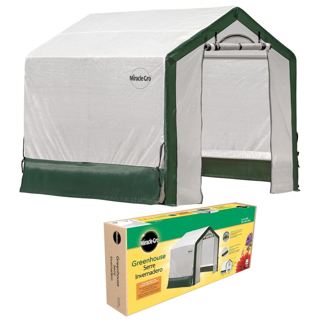 Miracle-Gro 6' x 6' x 6' Outdoor Mini Walk-in Greenhouse Plant Tent, All-Season Small Walk-in Plant Growth Accelerator with UV-Treated Fabric Cover and Zippered Panels, Clear