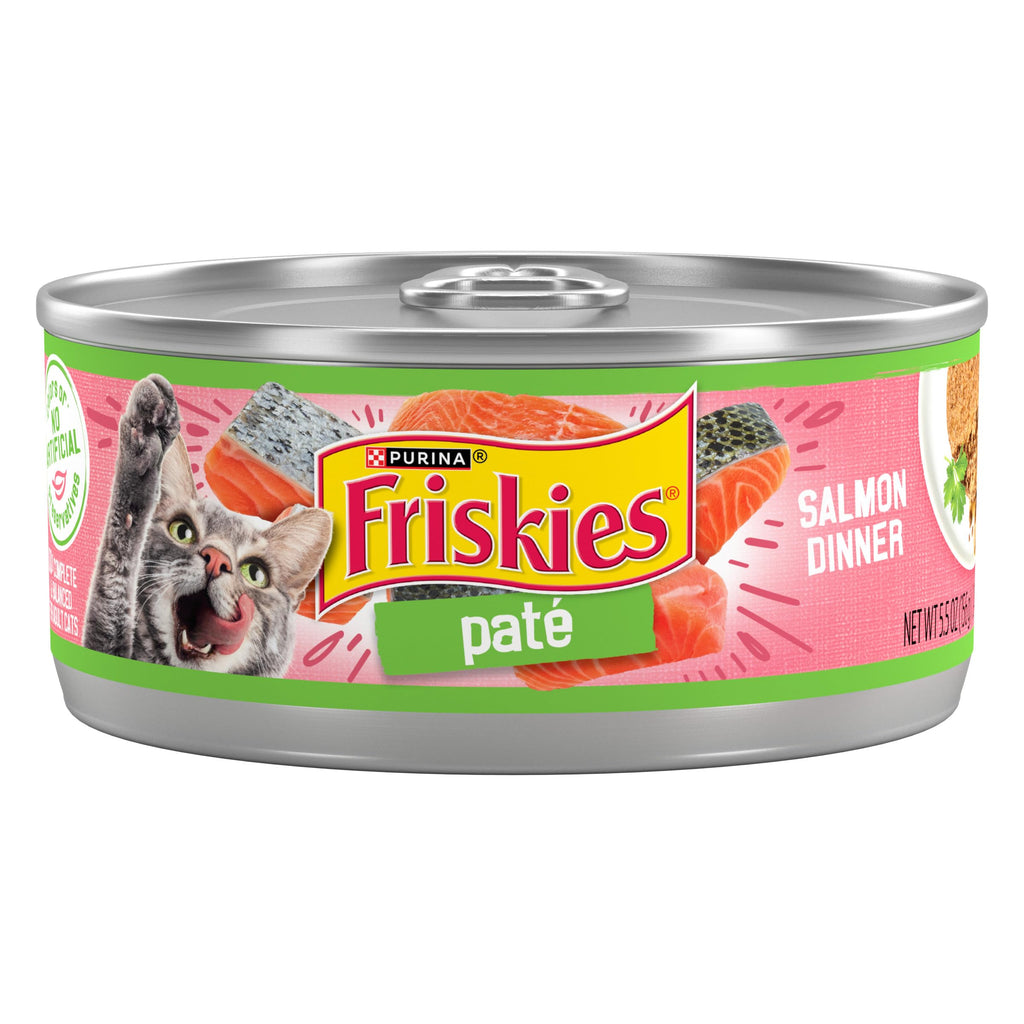 Purina Friskies Wet Cat Food Pate, Salmon Dinner, (24) 5.5 oz Cans