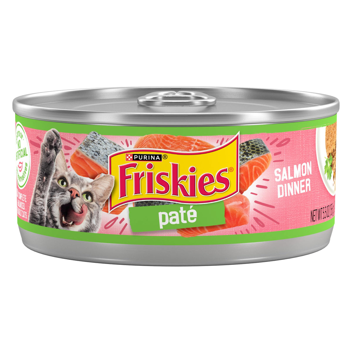 Purina Friskies Wet Cat Food Pate, Salmon Dinner, (24) 5.5 oz Cans
