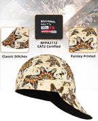 BOCOMAL 2 Pack Welding Cap Plaid Style CAT2 NFPA2112 Flame Resistant 7OZ Midweight Welder Hats 7 3/4