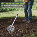 KLDOLLAR Rotary Cultivator, Hand Tiller Garden Tool with Sturdy Metal Tines