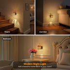 JandCase Night Light Plug in, Modern Night Lights Plug into Wall with Dusk to Dawn Light Sensor, Warm White 3000K Boho Nightlight LED, Adjustable Brightness for Bathroom Bedroom Hallway 2 Pack