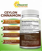 Natural Ceylon Cinnamon 1200mg - 120 Capsules, True Cinnamon from Sri Lanka, Extract Supplement Pills Promotes Heart Health