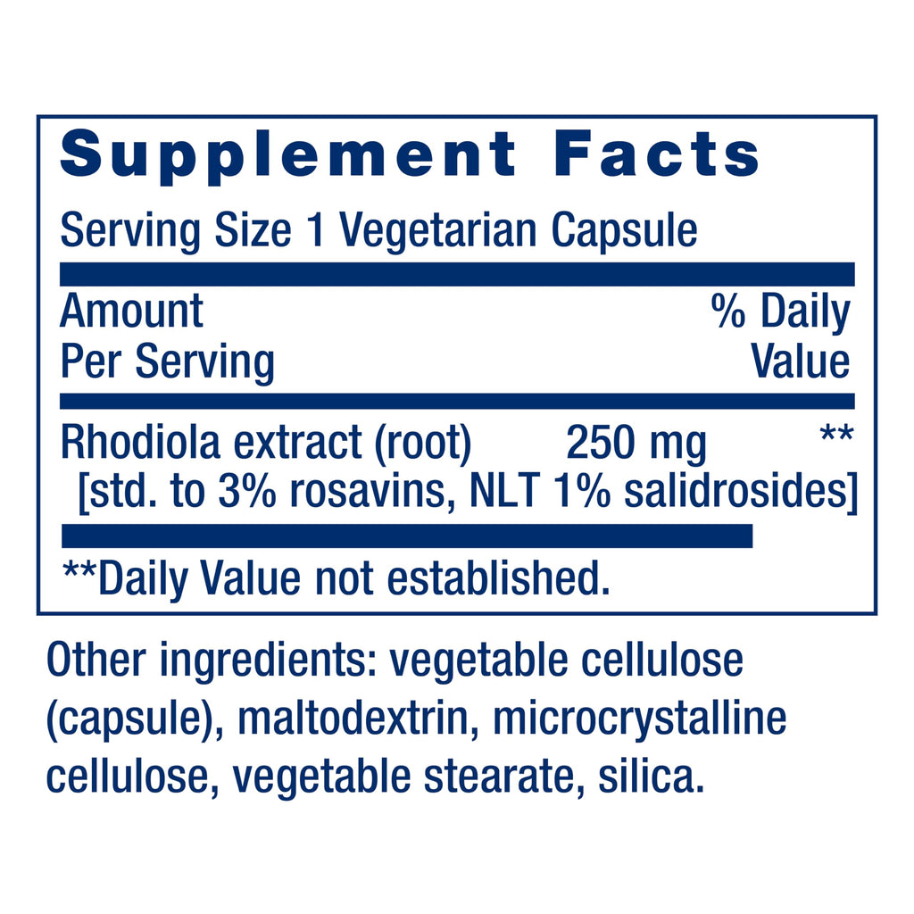 Life Extension Rhodiola Extract, Rhodiola rosea Supplement, standardized Extract, Promotes Physical and Mental Performance, Gluten-Free, Non-GMO, Vegetarian, 250 mg, 60 Capsules, (Pack of 2)