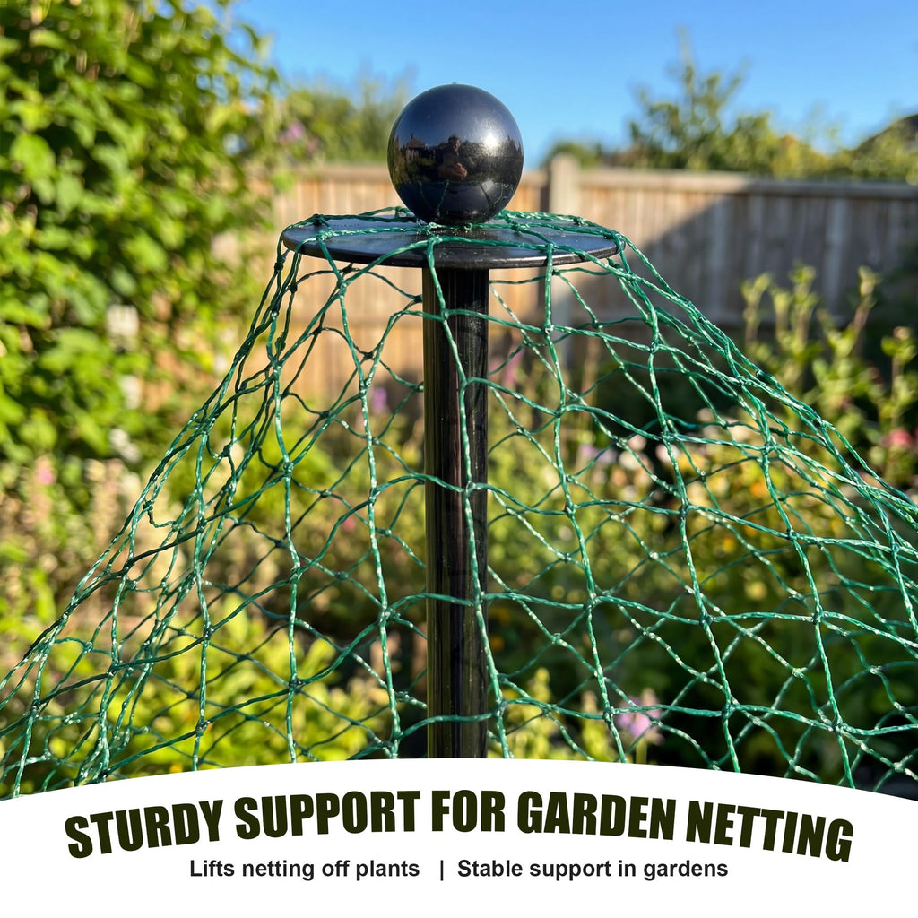 Garden Stakes for Netting, Heavy Duty Metal Garden Poles for Netting Support, Black Powder Coated Steel Frame for Fencing, Plant & Crop Protection(4 Pack,6.8 ft)