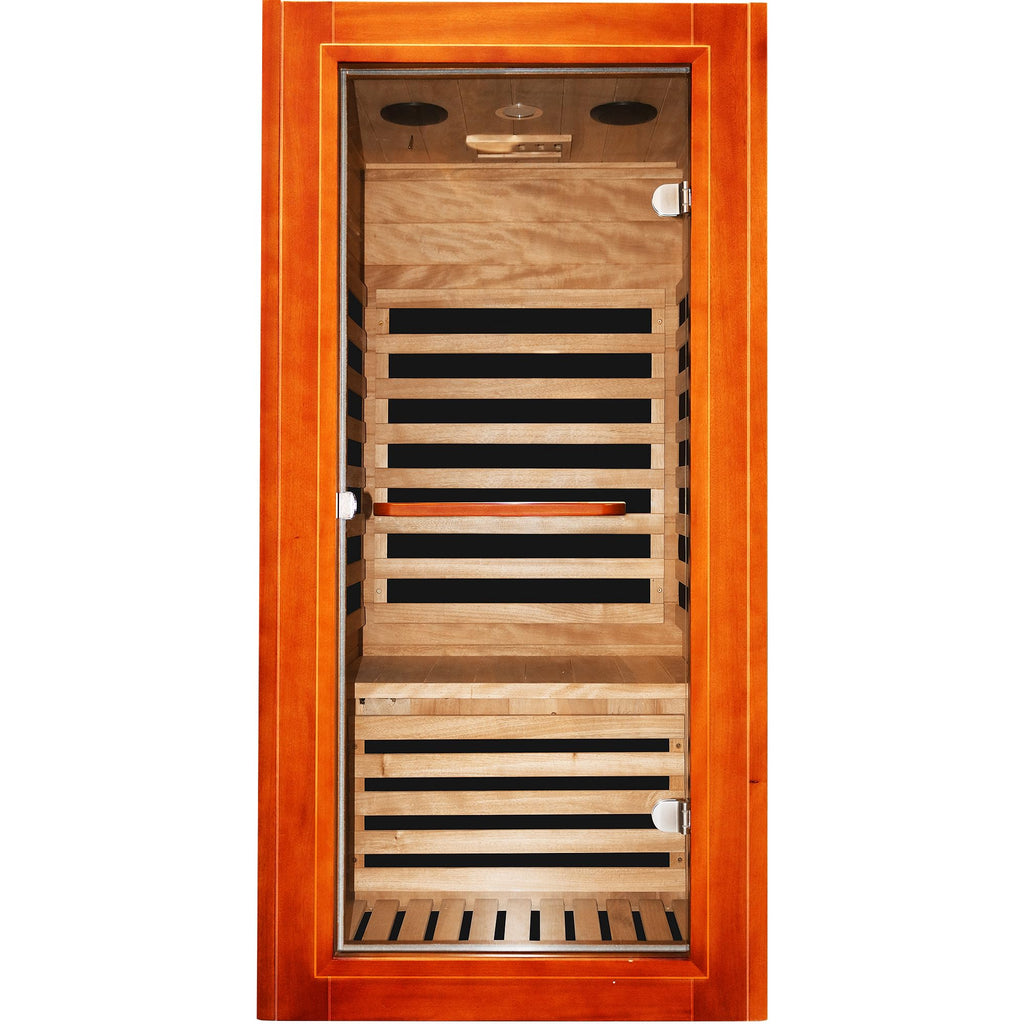 OUTEXER Far Infrared Sauna Home Sauna Spa Room Low-EMF 1020W Indoor Wood Saunas for Home with 7 Color Light 31.5"x31.5"x63"