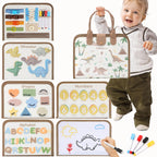 hahaland Montessori Busy Board for Toddlers Boy Toys Birthday Gift - Travel Toys - Dinosaur, Alphabet, Number, Shape, Drawing, Life Skills