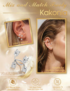 Kakonia S925 Sterling Silver Double Half Huggie Earrings for Women S CZ