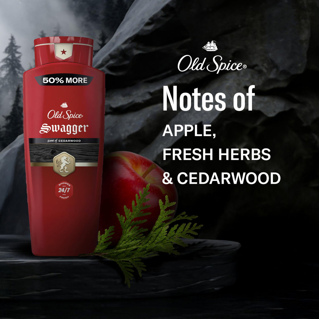 Old Spice Body Wash for Men, Long-Lasting Swagger Scent, 24 fl oz Pack of 2