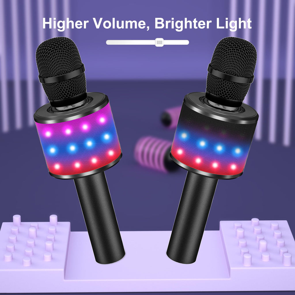 BONAOK Portable Bluetooth Karaoke Mic with Disco Lights for Adults & Kids
