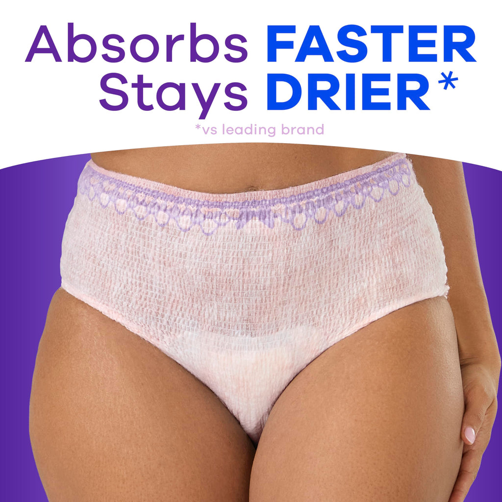 Always Discreet Adult Incontinence Underwear for Women and Postpartum Underwear, Large, Up to 100% Bladder Leak Protection, 76 Count (2 Packs of 38)