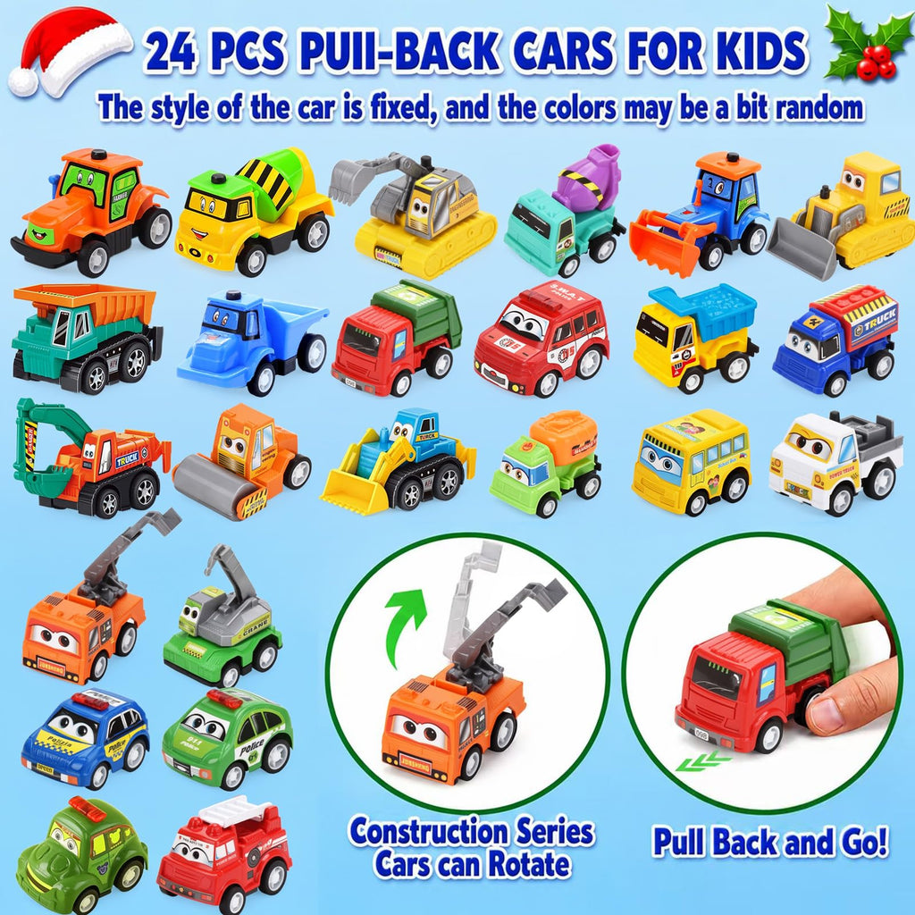 HozHoy Advent Calendar 2026 Kids Boys, 24 Days Toy Cars for Christmas, Blue