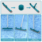 Economy Swimming Pool Cleaning Kit - Fine Mesh Deep Pool Rake & Leaf Skimmer Net, Rotatable Pool Brush Head for Cleaning Above Ground & Inground Pools (No Pole)