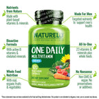 NATURELO Mens Multivitamins - One Daily Multivitamin for Men with Vitamins, Minerals & Organic Whole Foods, Boost Energy & Health, Non-GMO, 120 Vegetarian Capsules