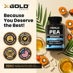 Palmitoylethanolamide Pea Supplement 600 mg | Micronized Pea 99% Highly Purified and Bioavailable | Made in USA | Supplement for Men and Women - 120 Capsules
