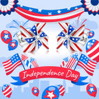 Silver USA American Flag Earrings - Patriotic Star Ears Stud Fourth of July Windmills Independence Day Hoop Jewelry Gift for Women Veterans