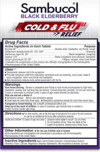 Sambucol Cold and Flu Relief Tablets - Homeopathic Black Elderberry Cold Medicine, Drowsy Free Remedy for Adults with Zinc, Quick-Dissolving Tablets for Men and Women - 60 Count