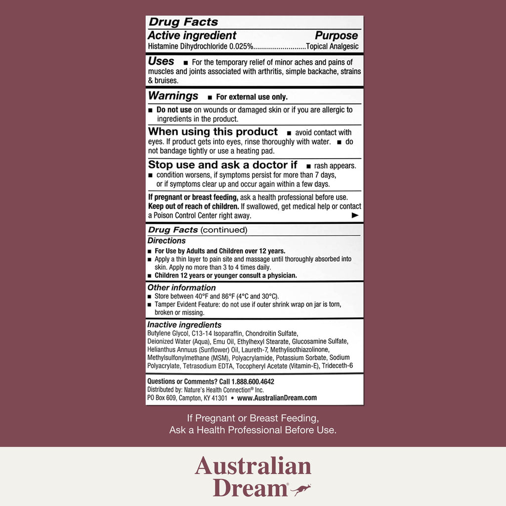 Australian Dream Arthritis Pain Relief Cream - Soothing & Non-Greasy - Powerful Topical Arthritis Pain Relief - Good for Muscle Aches or Joints - 4 oz Jar