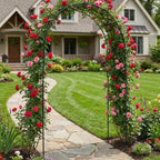 Skypatio Outdoor Flower Garden Arch Trellis 7.8Ft High x 4.6Ft Wide, Metal Garden Pergola Arbor for Climbing Plants, Black