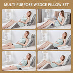 Bed Wedge Pillow, 4PC Adjustable Memory Foam Triangle Wedge Pillow Set For After Surgery, Pillow Wedge For Sleep Apnea, Back Pain Relief, Acid Reflux Relief, Orthopedic Pillow Wedge For Sleeping, Grey