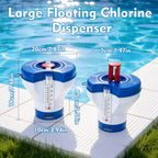 Pool Chlorine Floater Dispenser with Thermometer - 8" Pool Floater Pop-Up Refill Indicator Large Floating Chlorine Holder for 1 to 4 inch Tablets Floating Dispenser for Pools Spas Hot Tubs