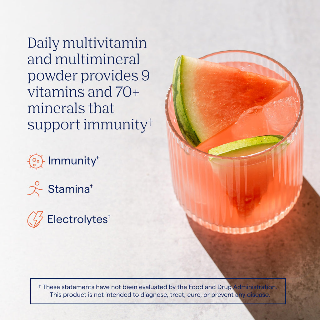 Trace Minerals Power Pak Multivitamin and Multimineral Packets - Electrolyte Support - 1200 mg Vitamin C plus 70+ Trace Minerals - Watermelon Flavor - 30 Packets