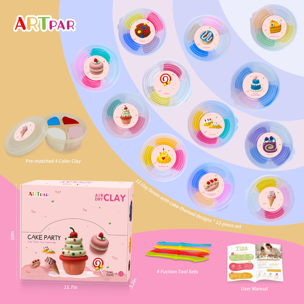 ARTPAR Air Dry Clay for Kids,Modeling Clay Kit,Model Magic Sculpting Set,Ultra Light & Soft, Safe Non-Toxic | 12 Box DIY Art and Crafts School Projects, Home Party Favors for Boys & Girls