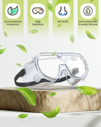 EinKau 10 Pcs Anti-Fog Indirectly Vented Lab Safety Goggles Over Glasses,Clear Chemistry Splash Proof Science Goggles Wide-Vision Adjustable Protective Chemical Soft Lightweight