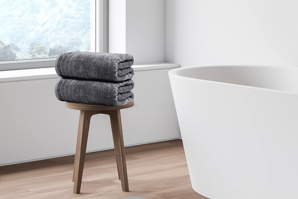 Tens Towels 4 Piece Extra Large Bath Towels 30 x 60 Inches, Dark Grey