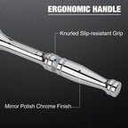 WORKPRO 1/2-Inch Drive Ratchet, Quick-Release Reversible Ratchet Wrench, 72-Tooth Handle, Chrome Alloy Made, Cr-Mo Head, Full Polished