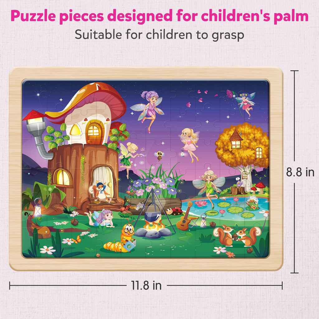 SYNARRY 6-Pack Large Wooden Unicorn Mermaid Princess Fairy Jigsaw Puzzle