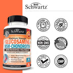 Glucosamine Chondroitin MSM Joint Support Supplement - Collagen Peptides, Turmeric and Ginger, Hyaluronic Acid, Glucosamine Chondroitin Sulfate for Joint Comfort - Gluten Free, Non GMO, 90 Capsules