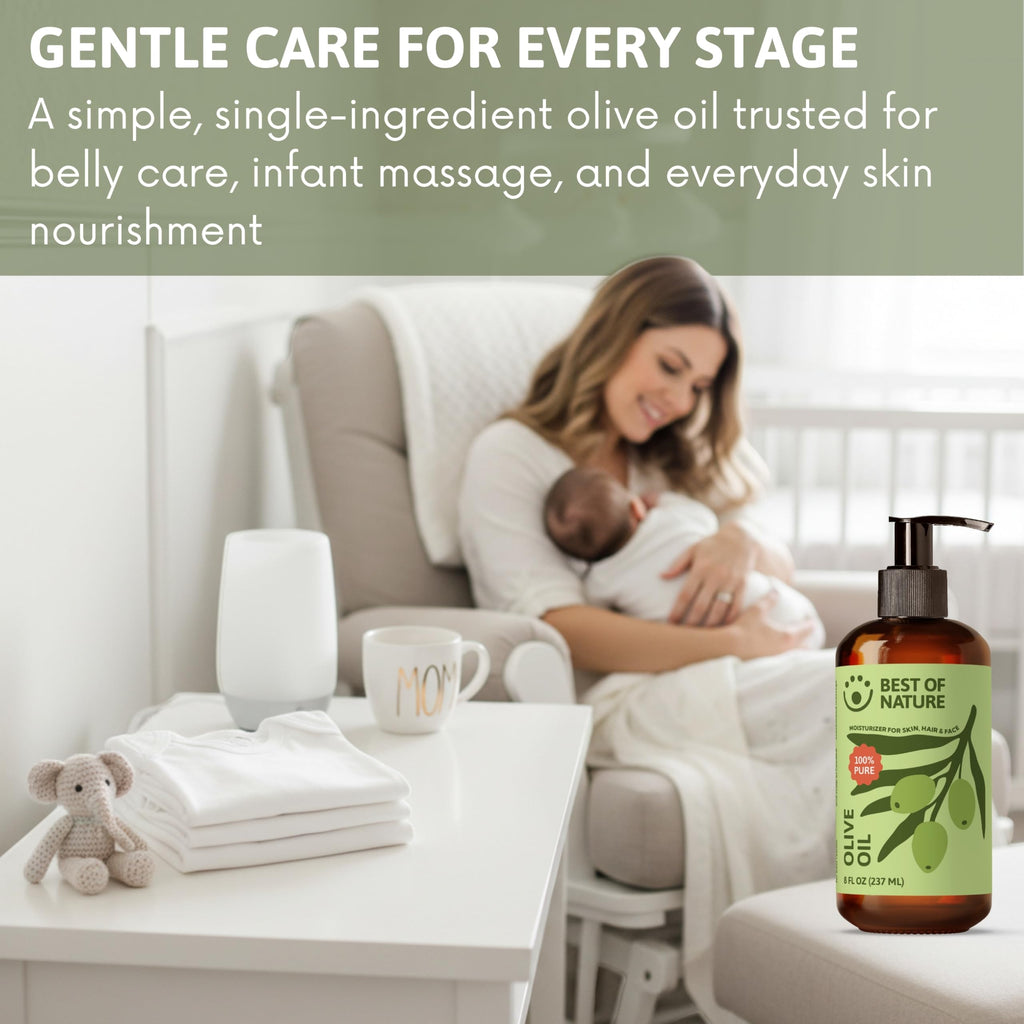 Best of Nature 100% Pure Olive Massage & Body Oil – Cold Pressed, Natural & Unscented Moisturizer for Skin, Hair & Bath, 8 fl oz