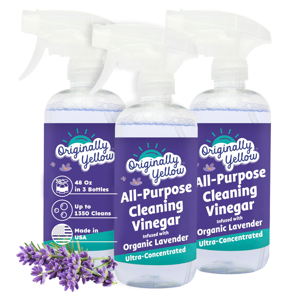 Originally Yellow Lavender distilled white vinegar for cleaning purpose Spray | Cleaning Vinegar For home | Living Room, Bathroom, & Kitchen | Plant-Derived All Purpose Cleaner Spray | 3 Pack