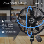 Lasko Cyclone Oscillating Pedestal Fan - Adjustable to 54" - 1843 - Black