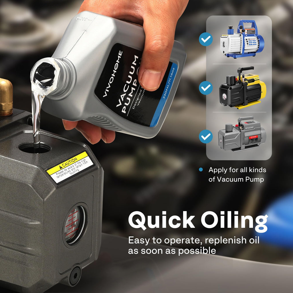VIVOHOME Premium High Vacuum Pump Oil 330ml/11.16oz, High Viscosity and Low Moisture HVAC