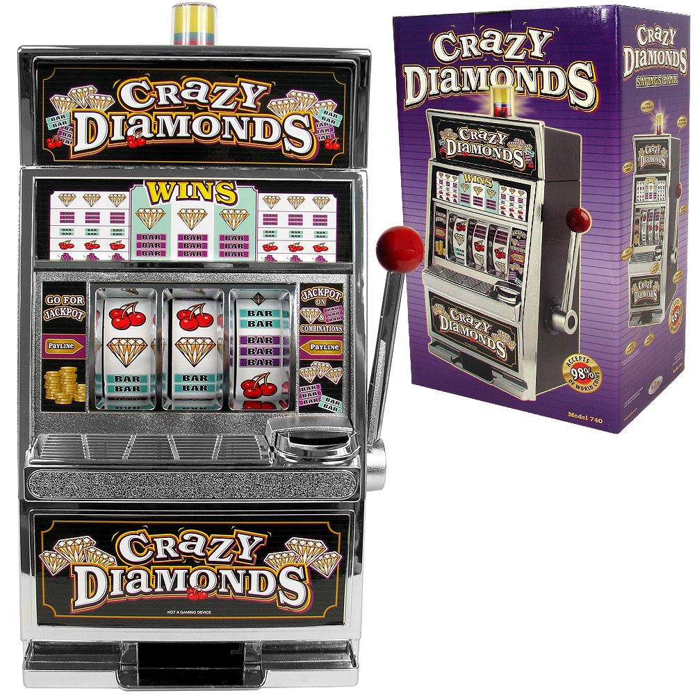 Slot Machine– Las Vegas Slot Machine with Casino Sounds, Flashing Lights, and Chrome Trim – Accepts 98% of World Coins by Trademark Poker