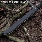 REAT Machete Heavy Duty with Sheath,24-inch Full Tang 420 Stainless Steel Blade,Non-silp Rubber Handle for Yard Work, Cutting Trees,Camping,Outdoor (Black)