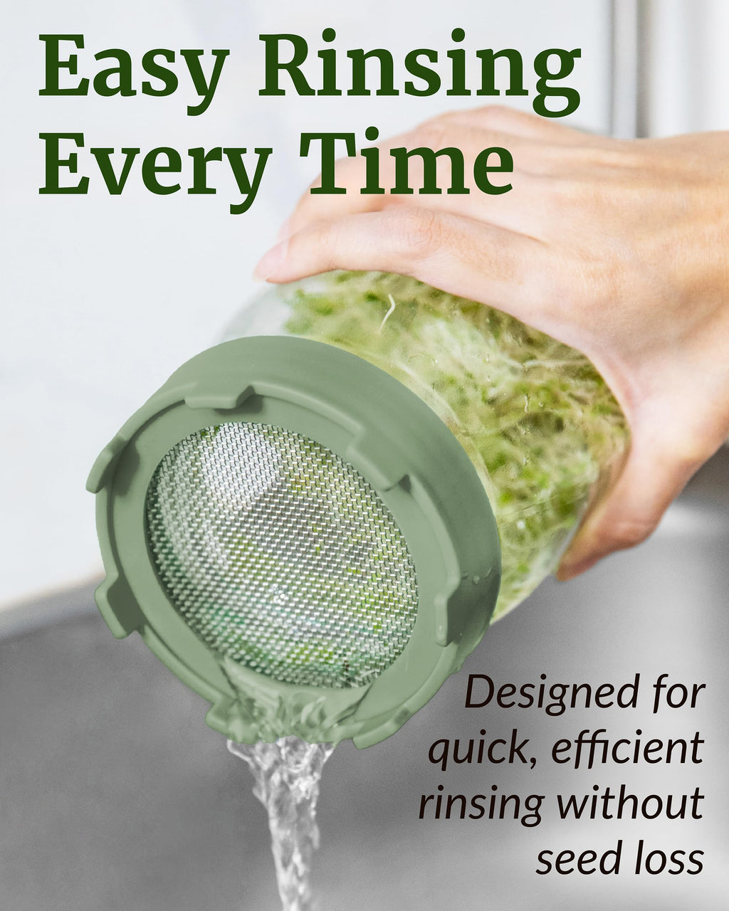 Elementi Sprouting Jar Kit - Set of 2 Wide Mouth Mason Jars with Sprout Lids & Stainless Steel Mesh Screen - Seed Sprouting Kit & Sprout Jars for Growing Broccoli Sprouts, Alfalfa, Mung Bean Sprouter