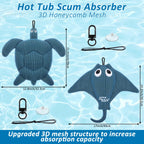 Sibosen 2 Pack Hot Tub Scum Absorber, 2025 Upgrade Reusable Scum Turtle and Devilfish Hot Tub Absorber Accessories Hot Tub Sponge for Spa & Pool Cleaner, Hot Tub Oil Absorbing Keeps Water Clean