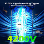 Rechargeable Bug Zapper Outdoor, 4200V Powerful Electric Mosquito Zapper 5-in-1 Portable & Wireless Bug Zapper Outdoor Cordless with 5000mAh Battery, Outdoor Waterproof Fly Zapper for Patio Camping