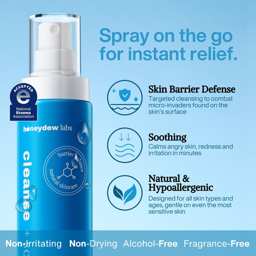 Hypochlorous Acid Spray – Dermatologist Tested HOCl Facial Cleanser for Sensitive, Acne-Prone & Irritated Skin Soothes Redness, Eczema, Rashes & Itching – Skin Repair Spray, 2oz + 6.8oz, Honeydew Labs